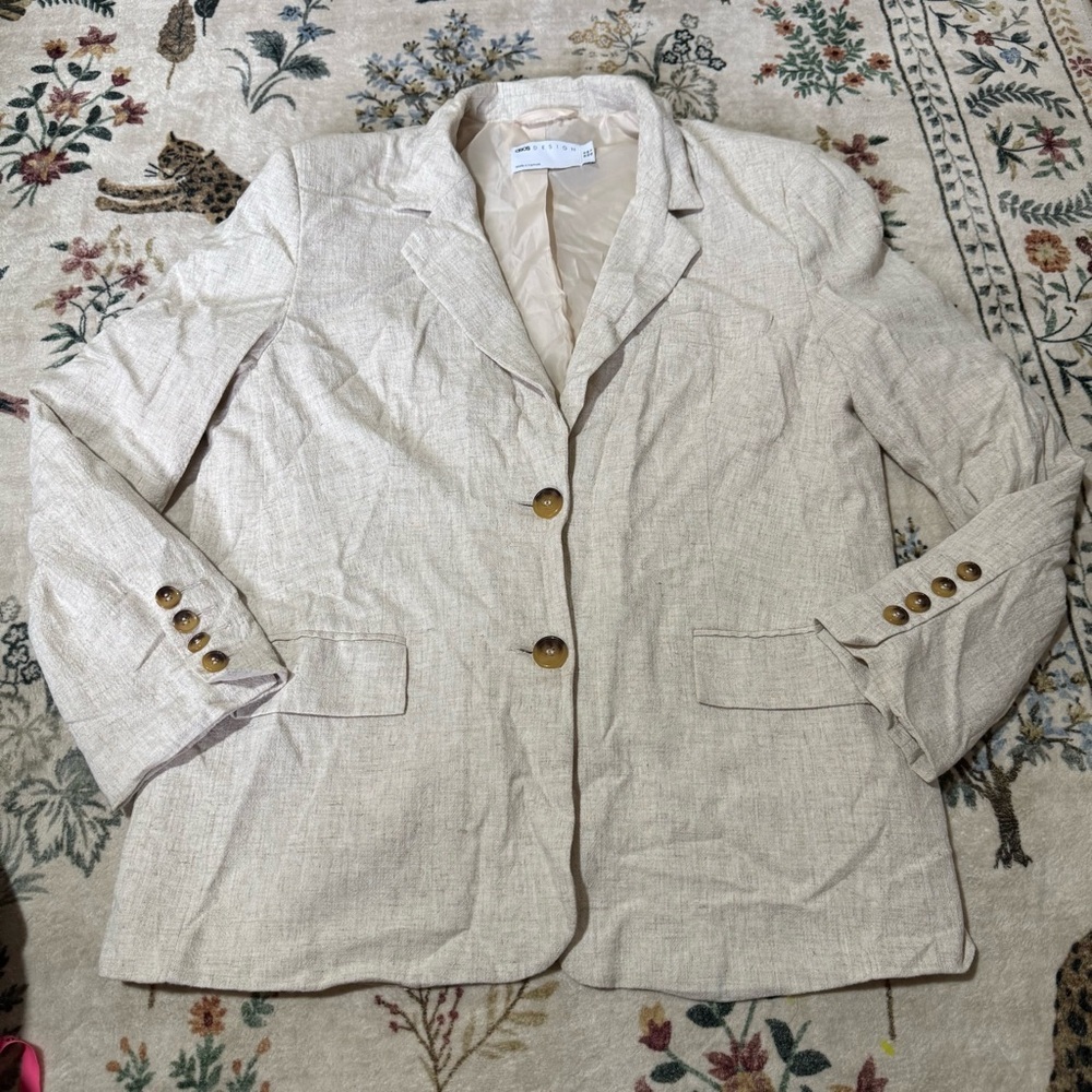 Asos design Women's Cream linen blend Blazer US 6